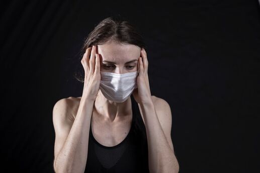 sick woman with mask